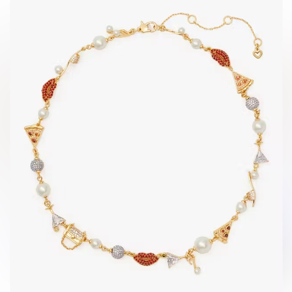 NWOT Kate  spade hit the town Necklace with Red Accents and Pearls